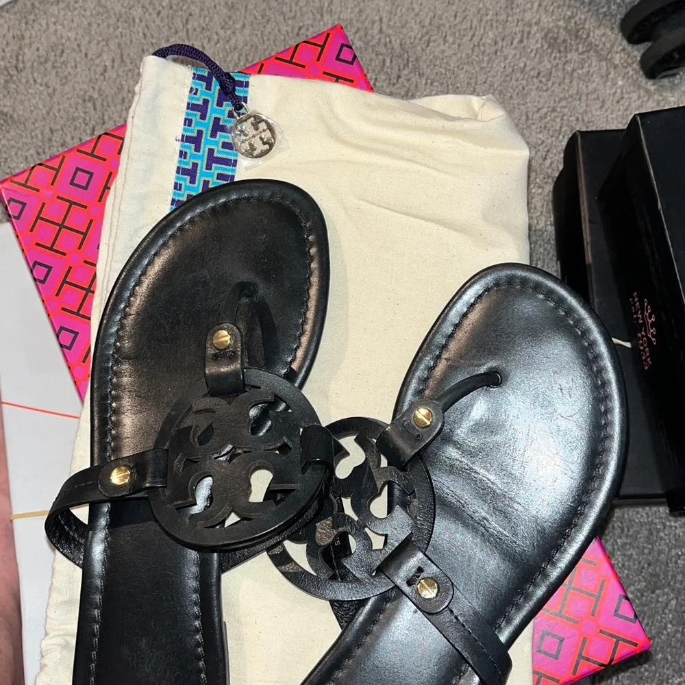 Tory Burch Black Leather Sandals - Picture 2 of 3